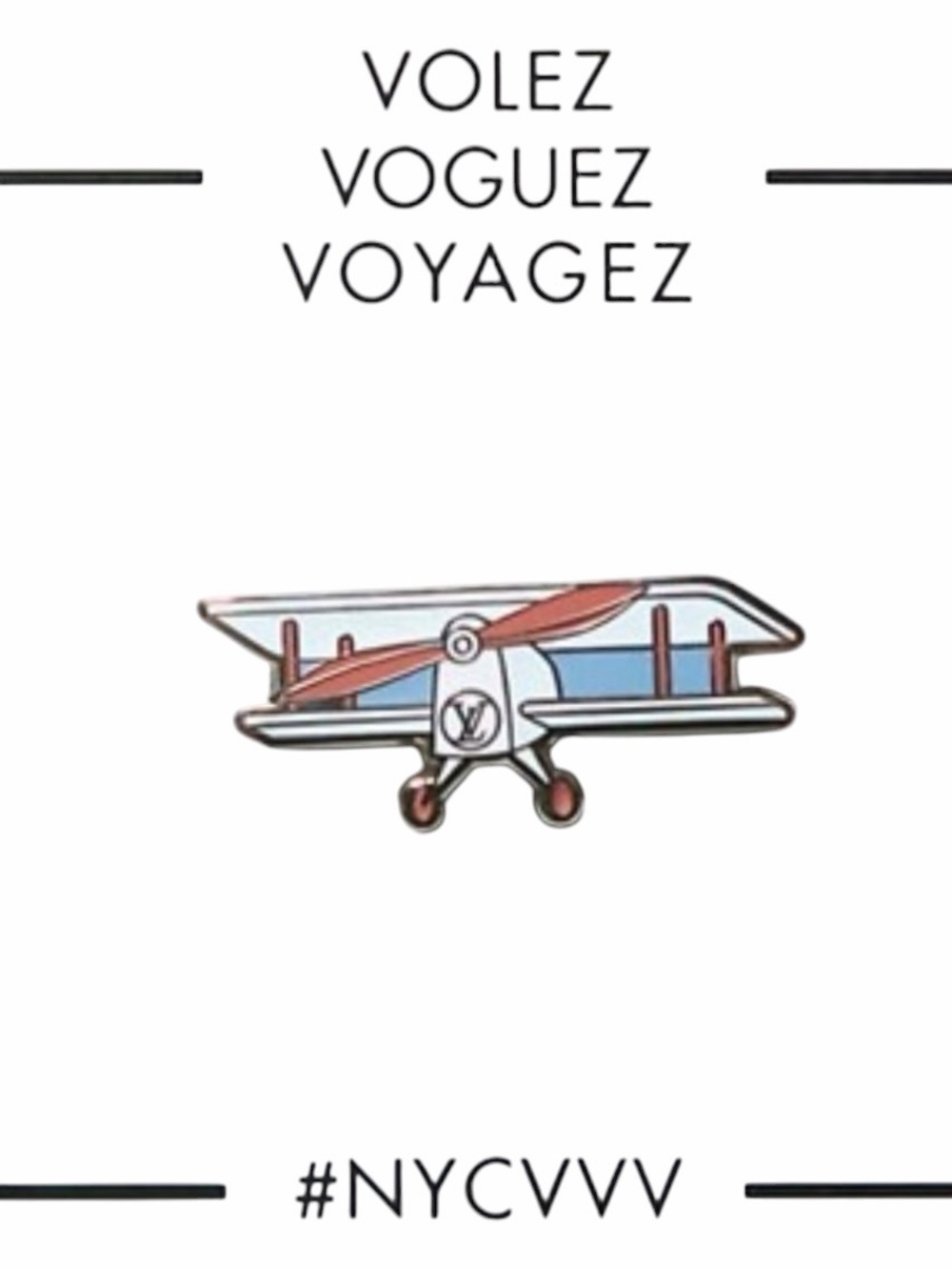 Louis Vuitton Enamel pintrill titled 'Volez Voguez Voyagez' by